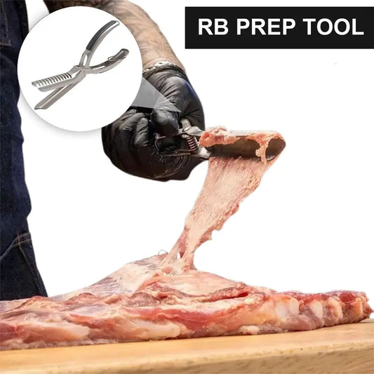 Summervibes BBQ Rib,Rib BBQ Membrane Remover Stainless Steel Tool Kit, with Arc Clamp & Non-Slip Grip Ergonomic Design for Effortless Meat Cleaning & Outdoor Grillin Dishwasher Safe BBQ Accessories
