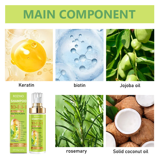 10-in-1 Smooth & Glossy Hair Shampoo – Multi-Effect Cleansing & Nourishing Formula with Biotin, Jojoba Oil & Plant Keratin
