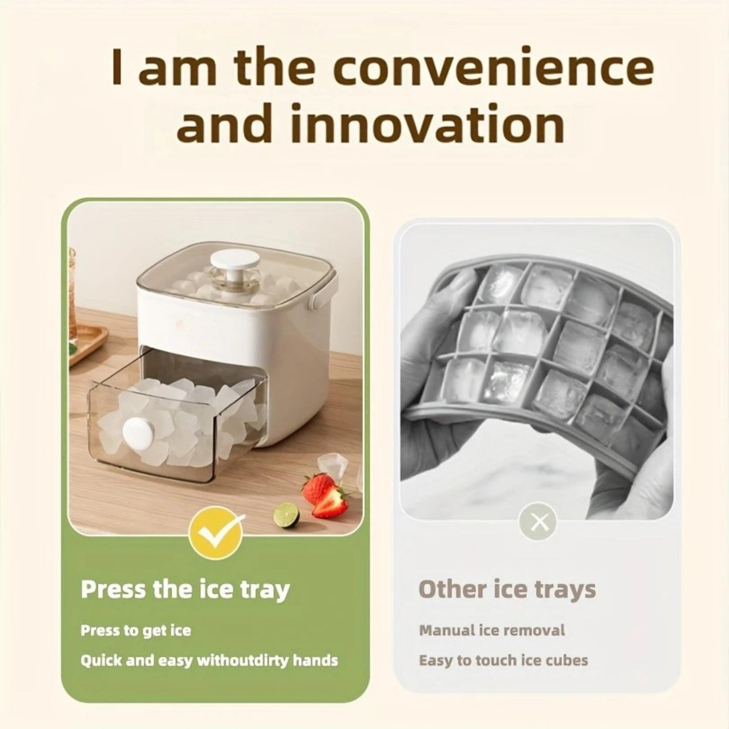 Portable Ice Maker & Storage Bucket – All-in-One Space-Saving Ice Solution for Home & Outdoor