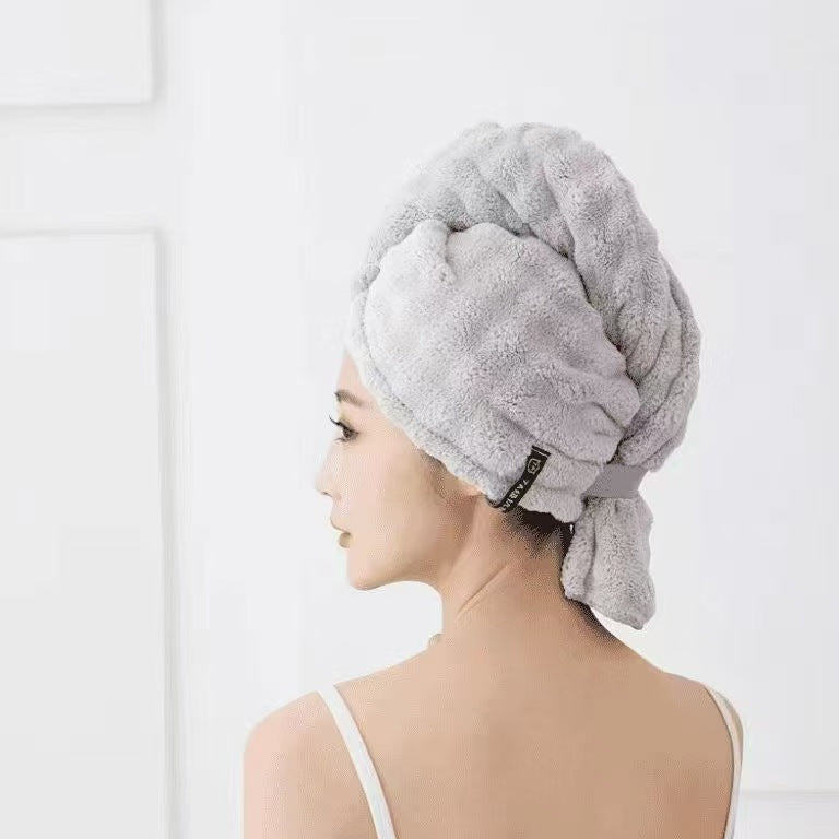 Ultra-Soft Microfiber Hair Drying Towel Wrap | Super Absorbent Anti-Frizz Turban with Secure Button | Quick-Dry Antibacterial Hair Cap