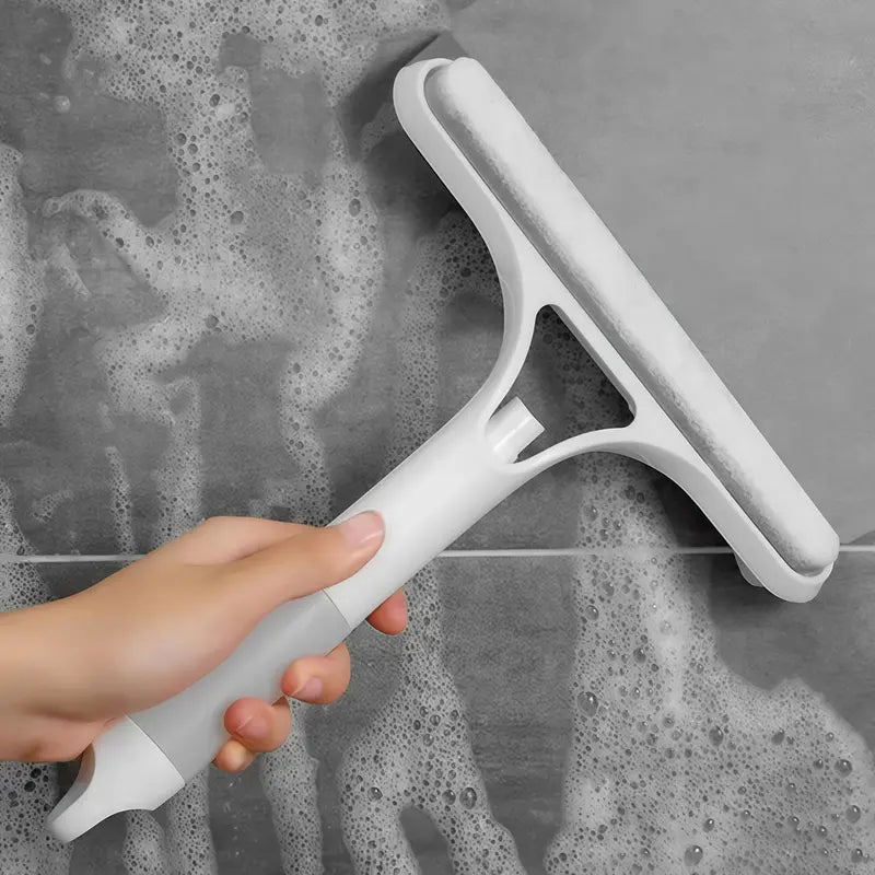 3-in-1 Glass Cleaner Squeegee – Spray, Scrub & Wipe Cleaning Tool for Home Windows, Mirrors & Car Windscreens – All-in-One Efficient Glass Care