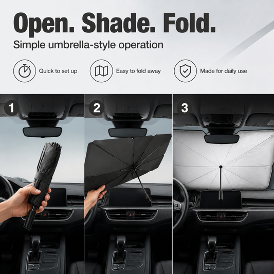 Car Sunshade Umbrella – Foldable Windshield UV & Heat Protection