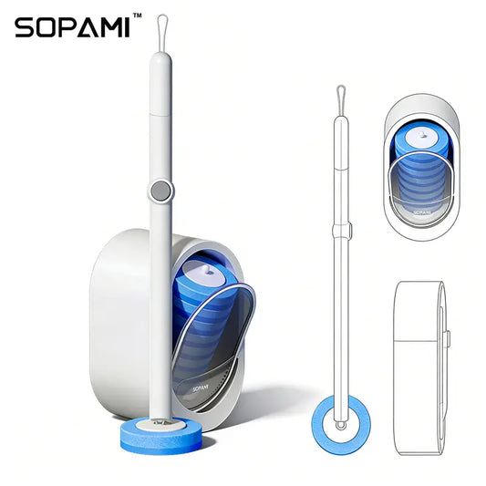 Disposable Toilet Brush Kit with 32/16 Refill Heads & Holder – Rotating No-Touch Deep Cleaning System for Bathroom Hygiene