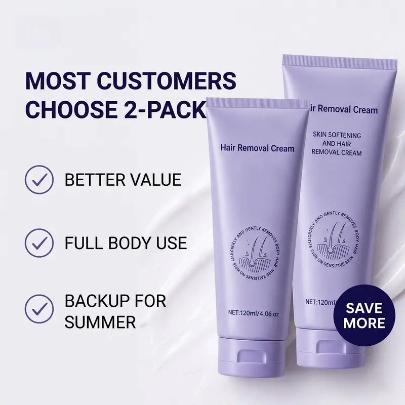 Gentle Hair Removal Cream for Sensitive Skin – Fast & Painless Depilatory for Underarm, Bikini & Body – No Razor Bumps, Smooth Results in 5-10 Minutes