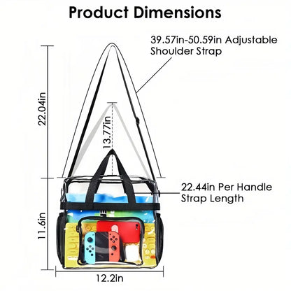 Stadium Approved Clear Crossbody Bag with Adjustable Shoulder Strap - Large 11LBS Capacity Transparent Tote for Events & Travel - Features Multiple Interior Compartments Secure Zipper Closure Mesh Side Bottle Pockets Sturdy Handles