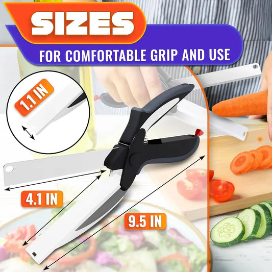 2-in-1 Clever Kitchen Scissors with Integrated Cutting Board – Quick Vegetable & Meat Chopping Tool for Easy Meal Prep
