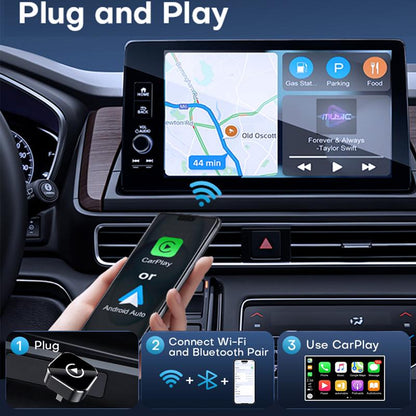 Ultra-Mini Wireless CarPlay & Android Auto Adapter | 2-in-1 Plug & Play Dongle | Converts Factory Wired System to Wireless