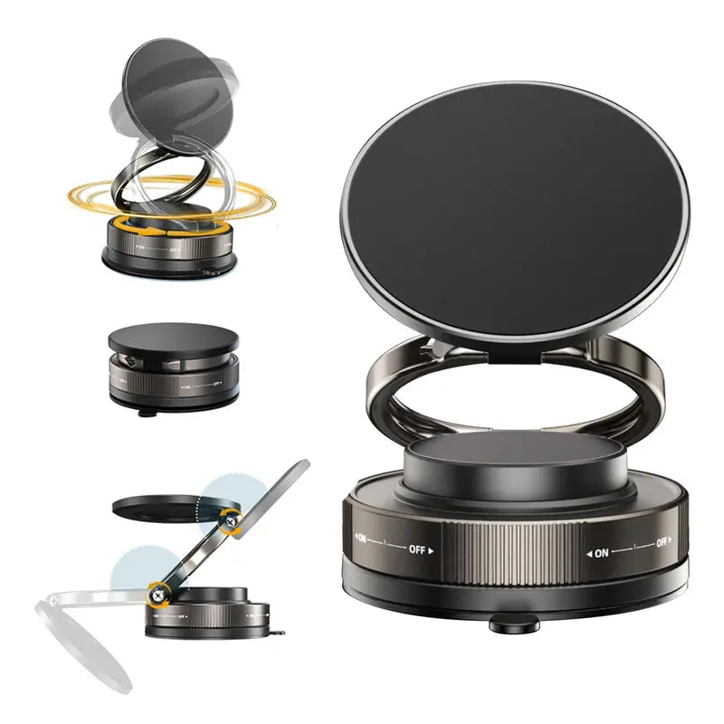 360° Adjustable Vacuum Magnetic Phone Holder – Portable Suction Cup Mount for MagSafe, Car Dashboard, Makeup Mirror & Gym – Compatible with iPhone 11 and Above