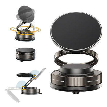 360° Adjustable Vacuum Magnetic Phone Holder – Portable Suction Cup Mount for MagSafe, Car Dashboard, Makeup Mirror & Gym – Compatible with iPhone 11 and Above