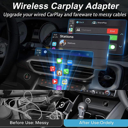 Ultra-Mini Wireless CarPlay & Android Auto Adapter | 2-in-1 Plug & Play Dongle | Converts Factory Wired System to Wireless