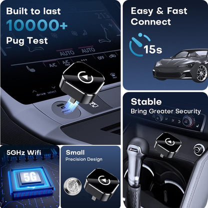 Ultra-Mini Wireless CarPlay & Android Auto Adapter | 2-in-1 Plug & Play Dongle | Converts Factory Wired System to Wireless