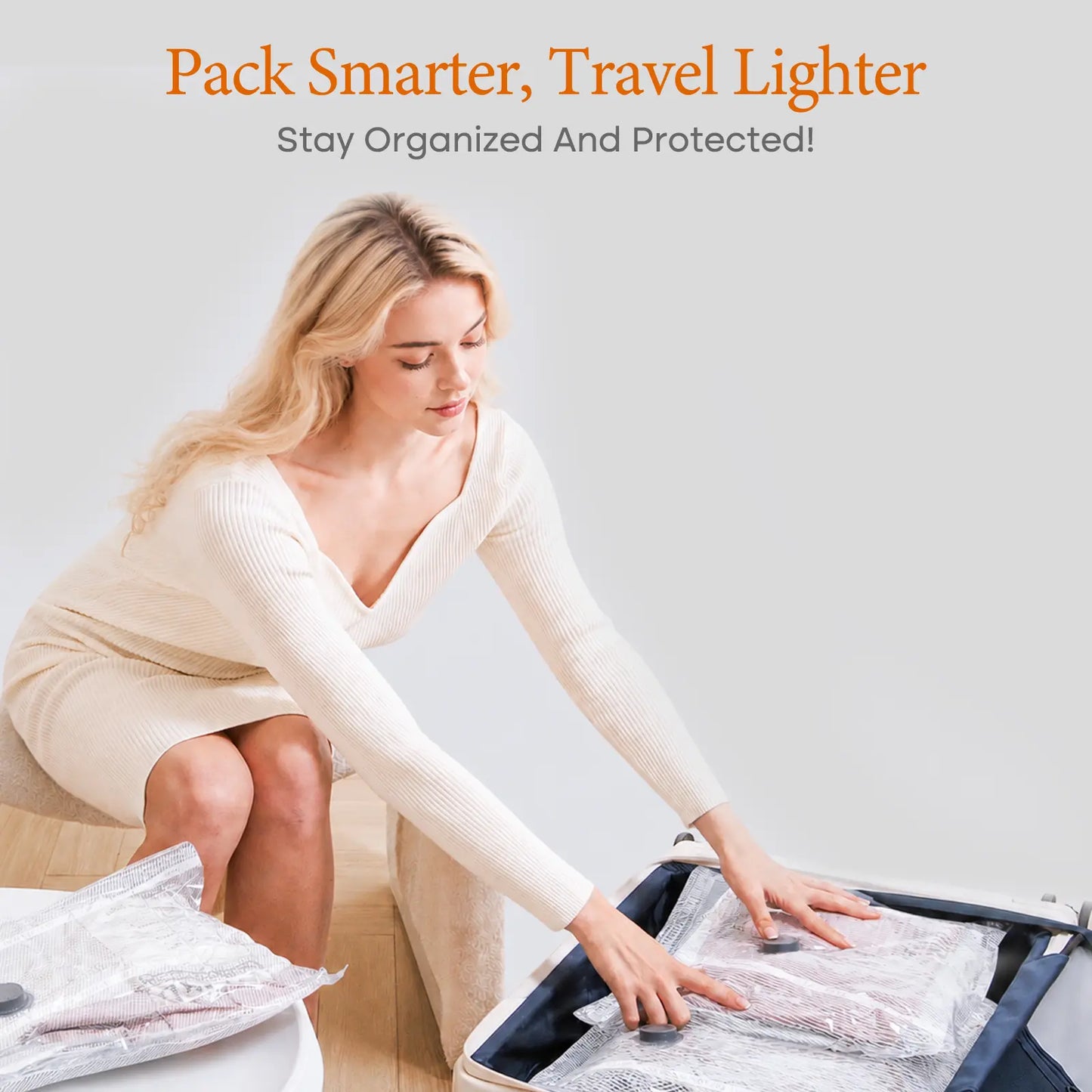 【Summer Vibes】Vacease Cordless Travel Vacuum Bag Set with Rechargeable Pump | 15-Pack Airtight Space Saving Luggage Organizers
