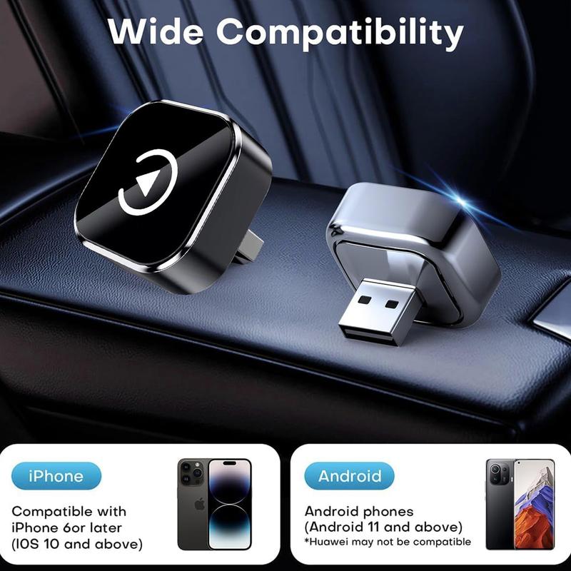 Ultra-Mini Wireless CarPlay & Android Auto Adapter | 2-in-1 Plug & Play Dongle | Converts Factory Wired System to Wireless