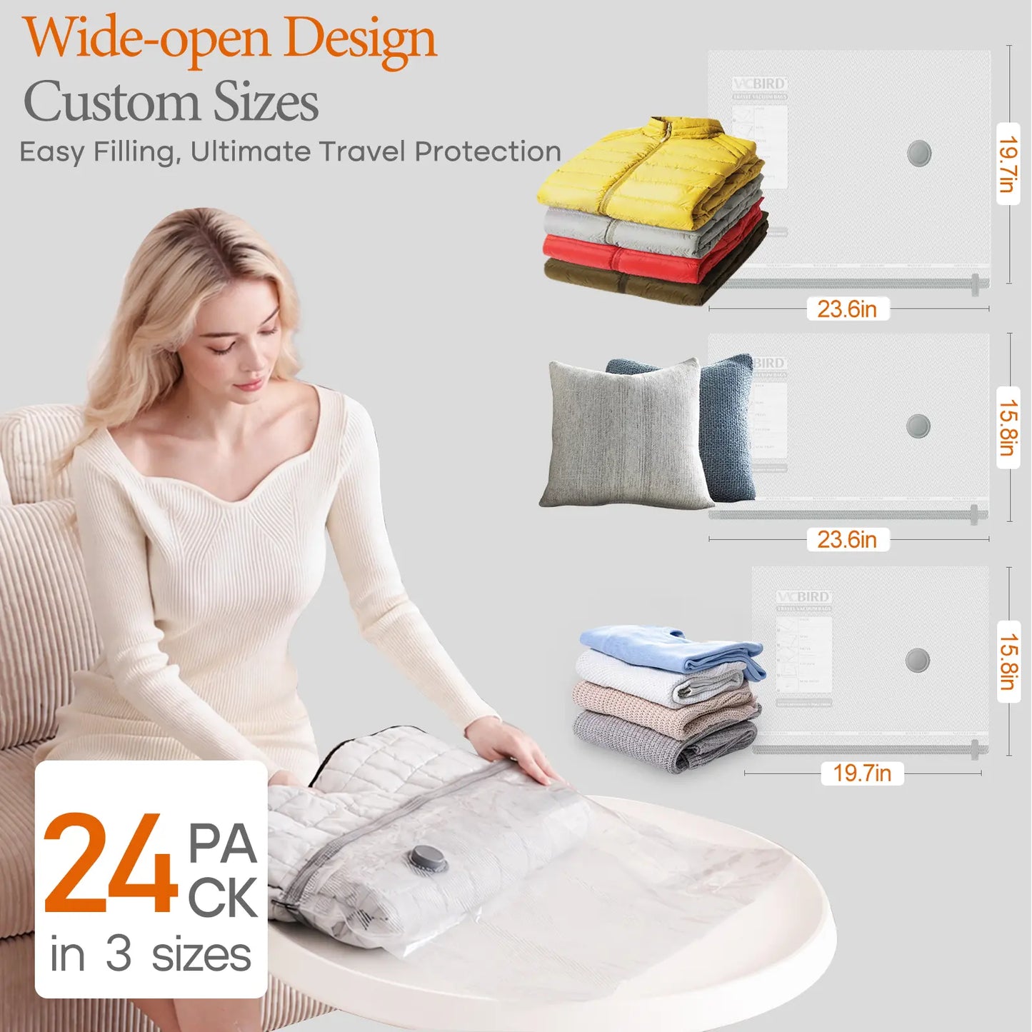 【Summer Vibes】Vacease Cordless Travel Vacuum Bag Set with Rechargeable Pump | 15-Pack Airtight Space Saving Luggage Organizers