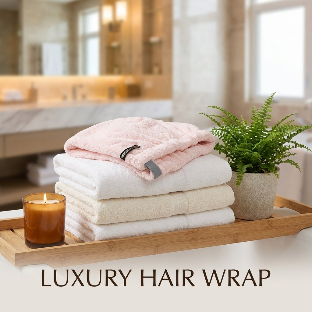 Ultra-Soft Microfiber Hair Drying Towel Wrap | Super Absorbent Anti-Frizz Turban with Secure Button | Quick-Dry Antibacterial Hair Cap