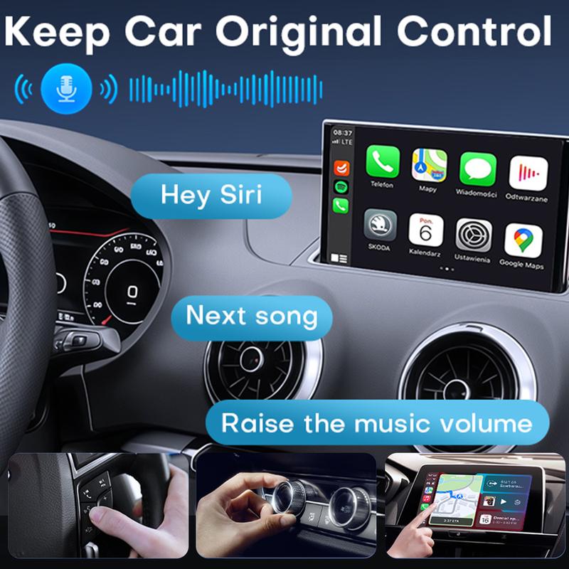 Ultra-Mini Wireless CarPlay & Android Auto Adapter | 2-in-1 Plug & Play Dongle | Converts Factory Wired System to Wireless