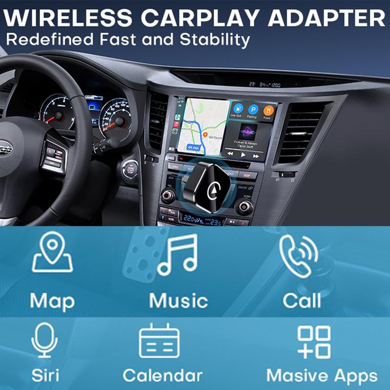 Ultra-Mini Wireless CarPlay & Android Auto Adapter | 2-in-1 Plug & Play Dongle | Converts Factory Wired System to Wireless