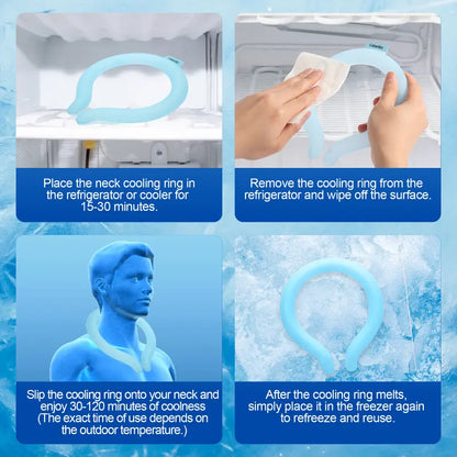 Neck Cooling Tube with Insulated Bag, Reusable Ice Ring Cooler Wearable Body Cooling Products, Neck Coolers for Hot Weather #Summervibes