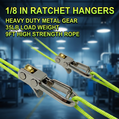 9FT Ratchet Tie Down Ropes 100LB Capacity