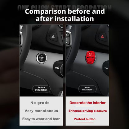 Superhero Style Push to Start Button Cover | Metal Flip-Up Engine Ignition Accessory | Personalized Car Interior Decoration