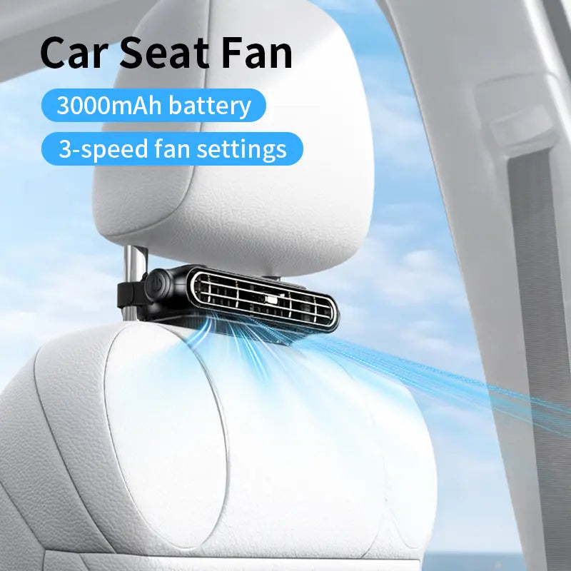 3000mAh 3-Speed Portable Car Seat Fan