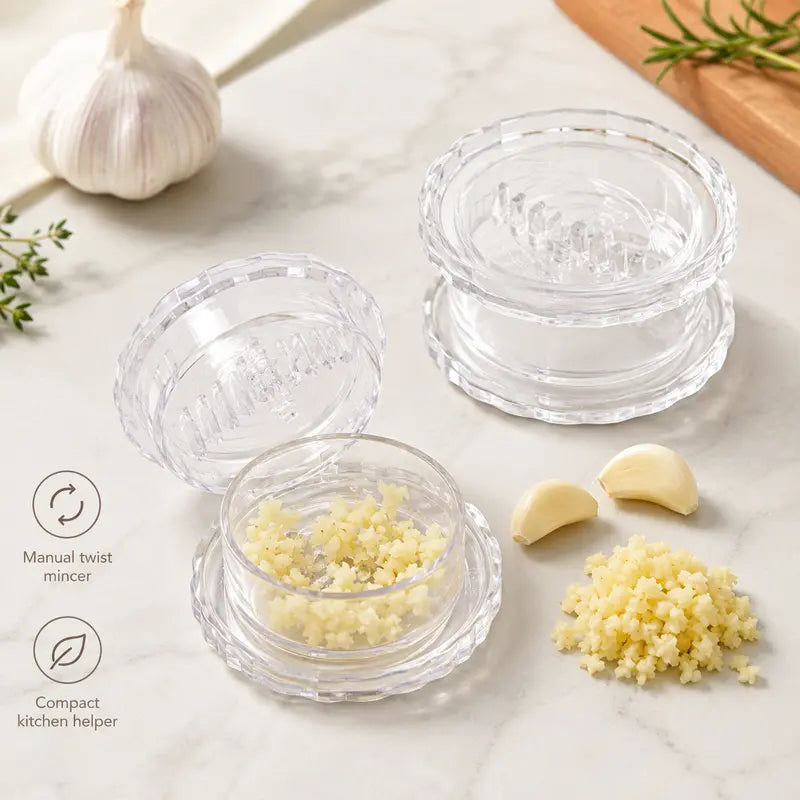 Mini Transparent Twist Garlic Mincer, One Hand Manual Garlic Press Grinder, Portable Ginger Chili Minced Tool For Kitchen Cooking