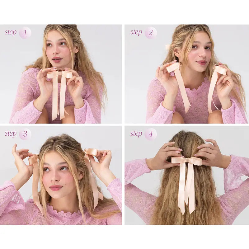 Premium Magnetic Ribbon Bow Hair Clip – Elegant Satin Bow for Effortless Hairstyling & Sophisticated Updos – Damage-Free & Secure Hold