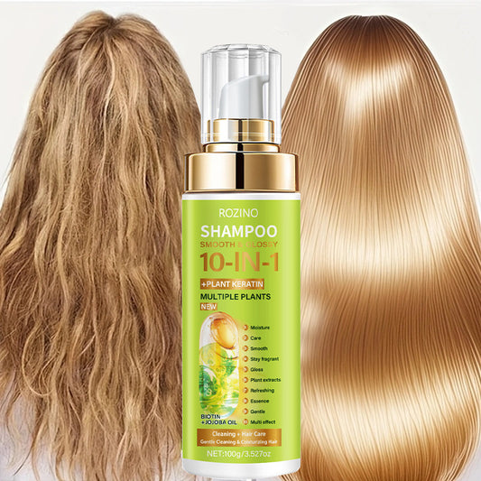 10-in-1 Smooth & Glossy Hair Shampoo – Multi-Effect Cleansing & Nourishing Formula with Biotin, Jojoba Oil & Plant Keratin