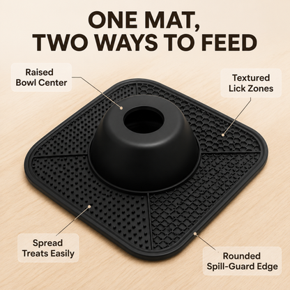2-in-1 Dog Lick Mat & Slow Feeder Bowl | Anti-Gulp Pet Feeding Station for Anxiety Relief, Digestion & Bloat Prevention