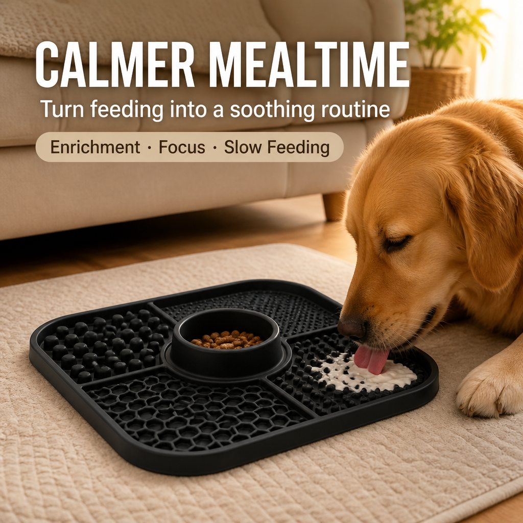 2-in-1 Dog Lick Mat & Slow Feeder Bowl | Anti-Gulp Pet Feeding Station for Anxiety Relief, Digestion & Bloat Prevention