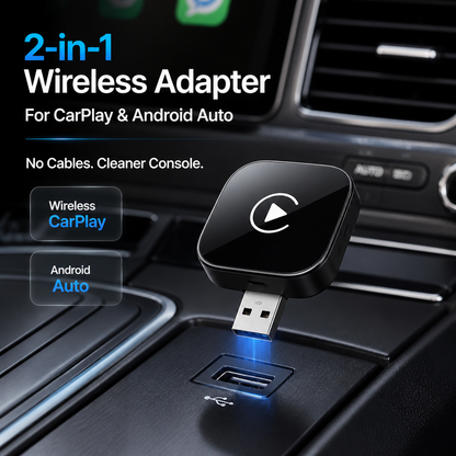 Ultra-Mini Wireless CarPlay & Android Auto Adapter | 2-in-1 Plug & Play Dongle | Converts Factory Wired System to Wireless