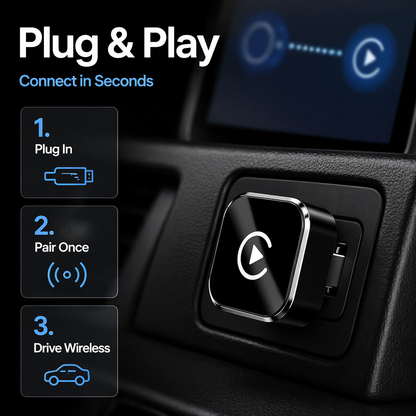Ultra-Mini Wireless CarPlay & Android Auto Adapter | 2-in-1 Plug & Play Dongle | Converts Factory Wired System to Wireless