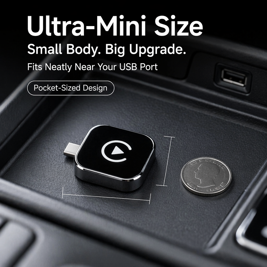 Ultra-Mini Wireless CarPlay & Android Auto Adapter | 2-in-1 Plug & Play Dongle | Converts Factory Wired System to Wireless