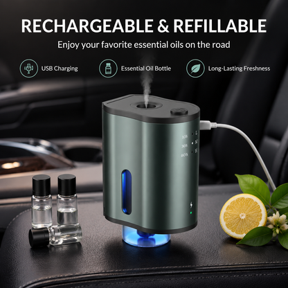 Smart Car Air Freshener & Essential Oil Diffuser | Rechargeable Auto Vent Clip Aromatherapy with 3 Adjustable Modes