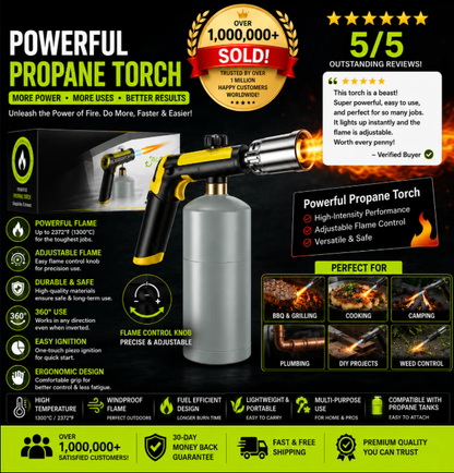 High-Heat Culinary Gas Torch – Adjustable Flame Burner for Kitchen & DIY