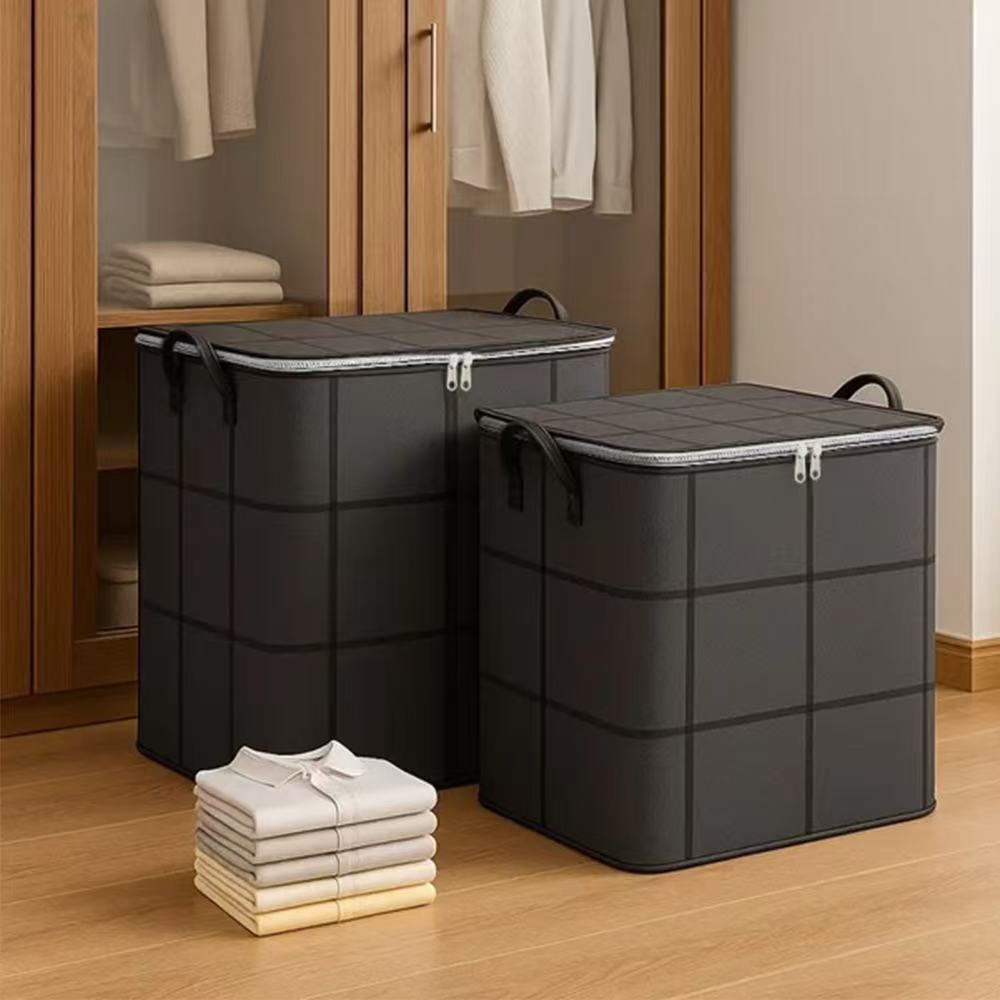 Large-Capacity Foldable Clothes Storage Bag - Durable Dustproof Quilt & Bedding Organizer with Sturdy Zipper & Handles for Home, Dorm, Moving and Seasonal Storage