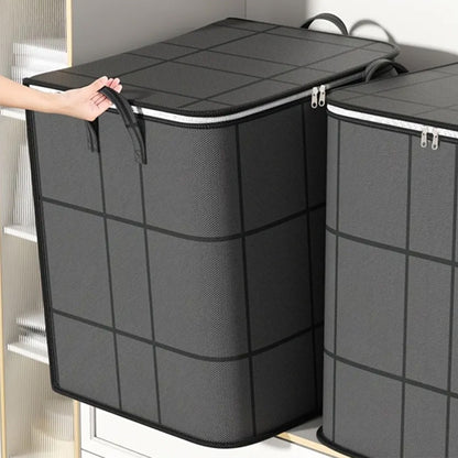 Large-Capacity Foldable Clothes Storage Bag - Durable Dustproof Quilt & Bedding Organizer with Sturdy Zipper & Handles for Home, Dorm, Moving and Seasonal Storage