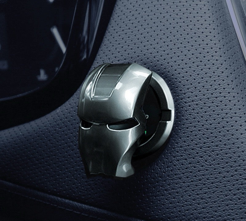 Iron Man Car Engine Start Stop Button Cover - Cool Zinc Alloy Push Button Ignition Protective Cap, Anti-Scratch Decorative Switch Trim for Car Interior Accessories