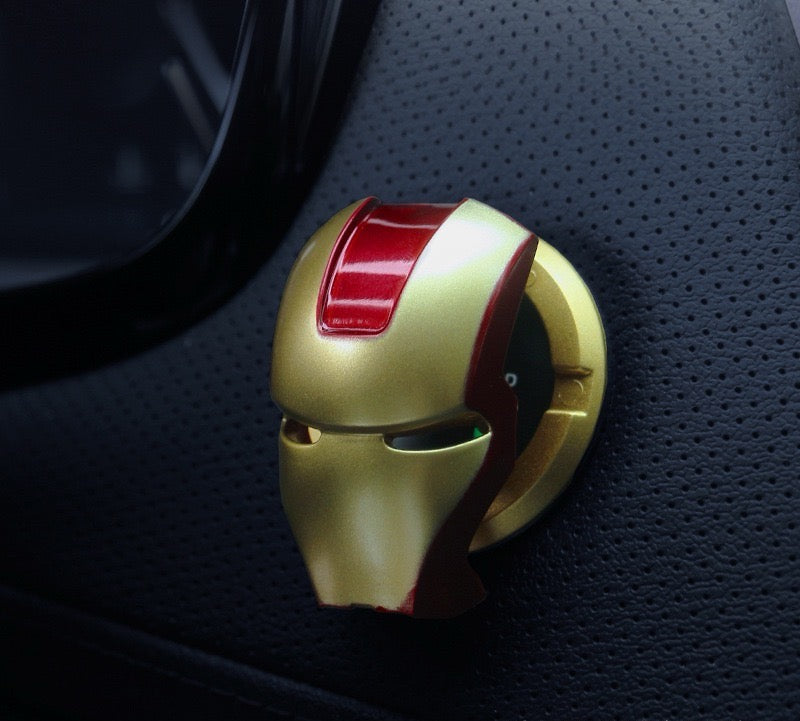 Iron Man Car Engine Start Stop Button Cover - Cool Zinc Alloy Push Button Ignition Protective Cap, Anti-Scratch Decorative Switch Trim for Car Interior Accessories