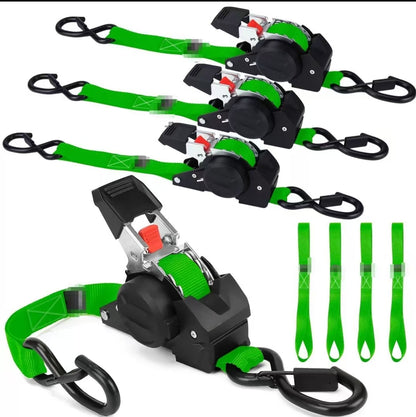 Ratchet Tie-Down Straps – 1" x 10 ft, 1500 LB Break Strength (Green)