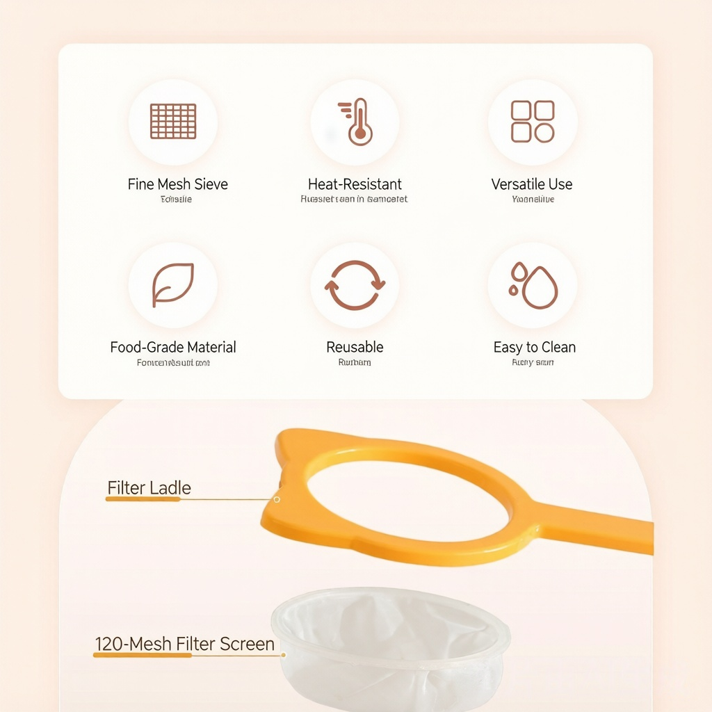 2-in-1 Funnel Filter with Handle - 120 Mesh Double-Layer Heat-Resistant Juice & Yogurt Strainer