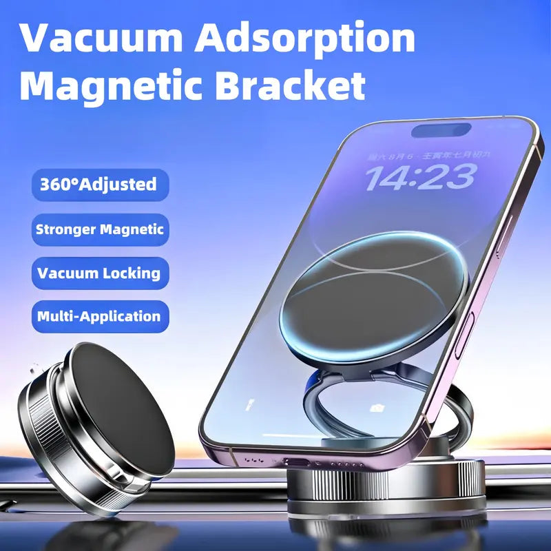360° Adjustable Vacuum Magnetic Phone Holder – Portable Suction Cup Mount for MagSafe, Car Dashboard, Makeup Mirror & Gym – Compatible with iPhone 11 and Above