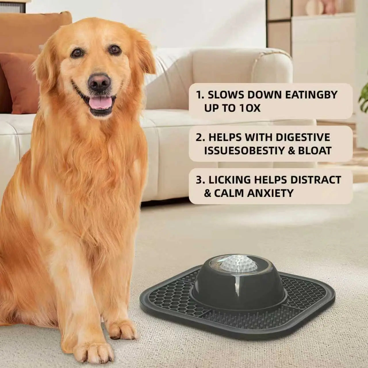 2-in-1 Dog Lick Mat & Slow Feeder Bowl | Anti-Gulp Pet Feeding Station for Anxiety Relief, Digestion & Bloat Prevention