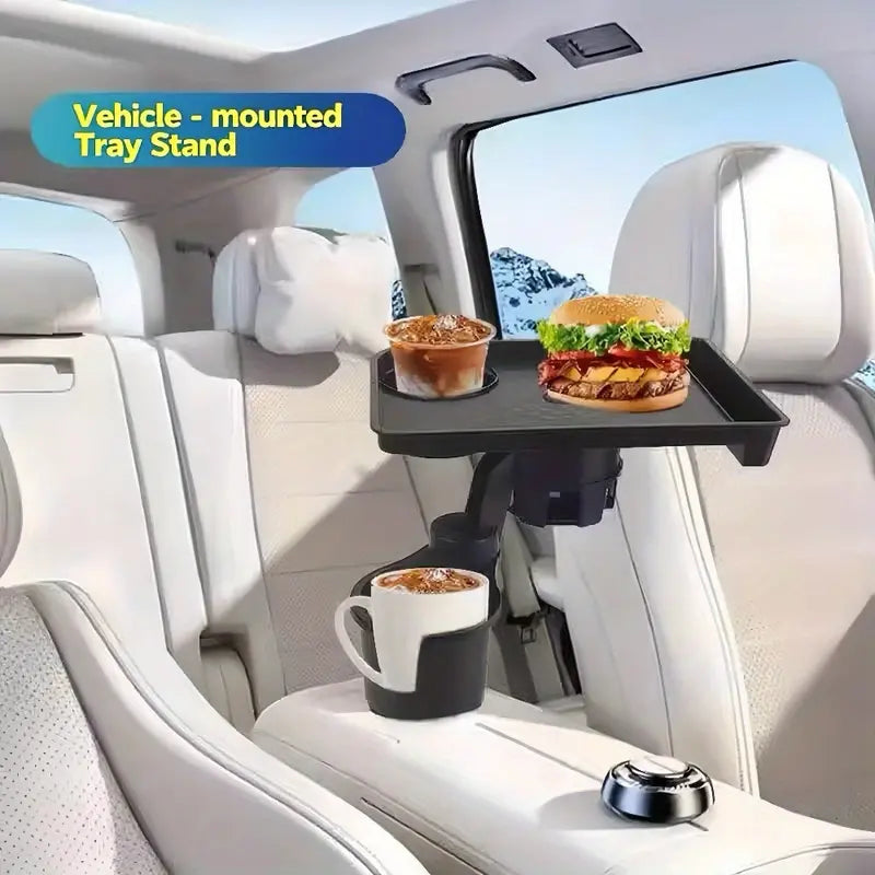 Multi-Functional Car Console Organizer – Extendable Dining Tray, Storage Trays & Extended Cup Holders for Front & Rear Seats – No Power Required