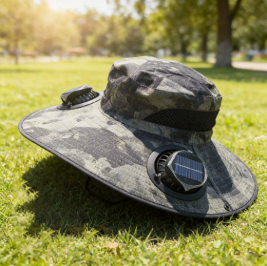 Solar-Powered Cooling Fan Bucket Hat – Dual-Power Rechargeable Sun Protection Hat for Golf, Hiking & Outdoor Events – Lightweight & Water-Resistant Unisex Design