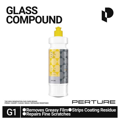 PERTURE G1 Car Glass Compound & Polish Kit | Deep Cleaning Water Spot & Oil Remover for Auto Windshields with Applicator Sponge