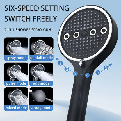 Modern Matte Black Handheld Shower Head – High-Pressure Bathroom Fixture