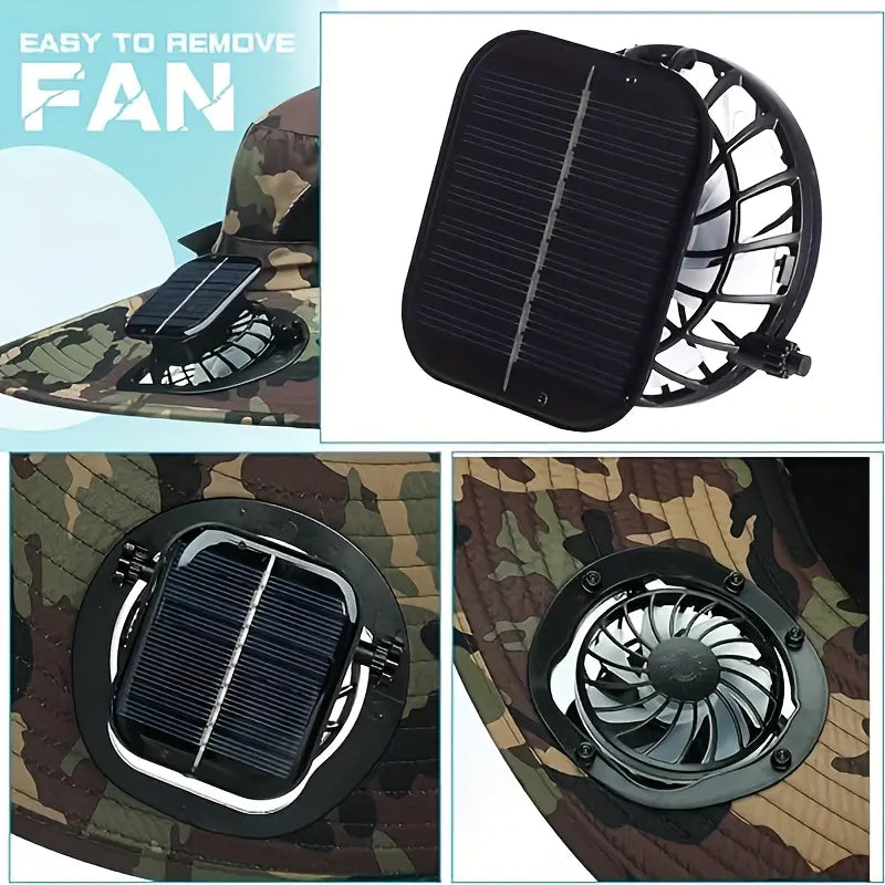 Solar-Powered Cooling Fan Bucket Hat – Dual-Power Rechargeable Sun Protection Hat for Golf, Hiking & Outdoor Events – Lightweight & Water-Resistant Unisex Design