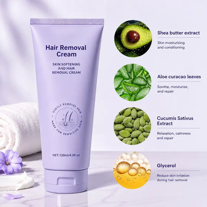 Gentle Hair Removal Cream for Sensitive Skin – Fast & Painless Depilatory for Underarm, Bikini & Body – No Razor Bumps, Smooth Results in 5-10 Minutes