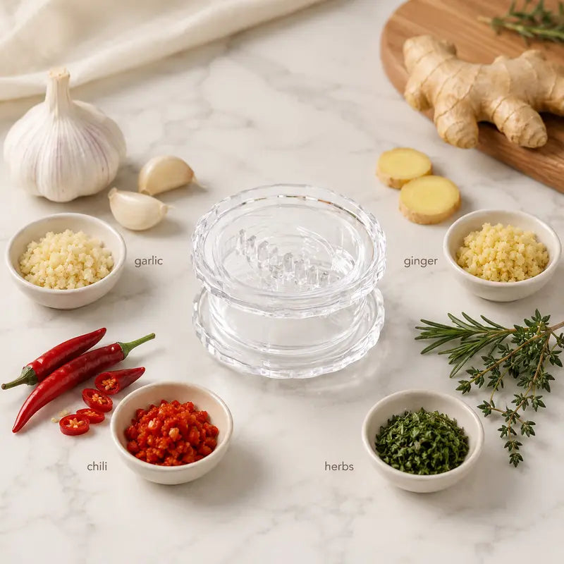 Mini Transparent Twist Garlic Mincer, One Hand Manual Garlic Press Grinder, Portable Ginger Chili Minced Tool For Kitchen Cooking